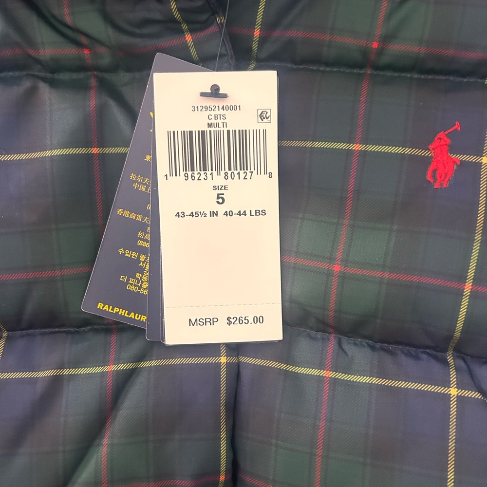 Polo Ralph Lauren girls long parka puffer down coat plaid with hood NWT $265 - Picture 2 of 9